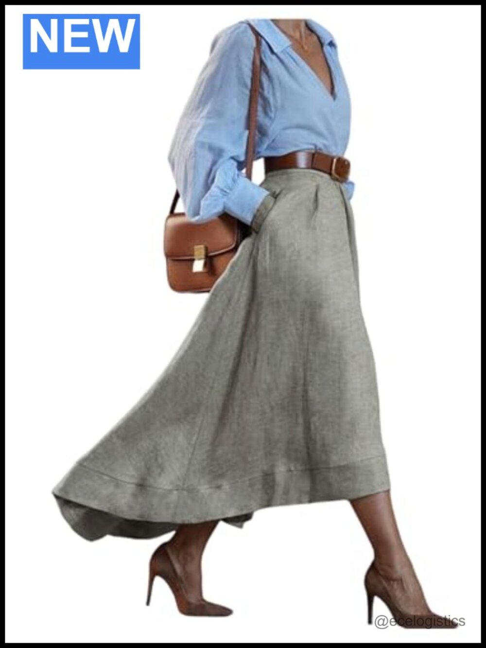 Flowy High Low Ruffle Hem Maxi Skirt Pleated High Waist A-Line Women's